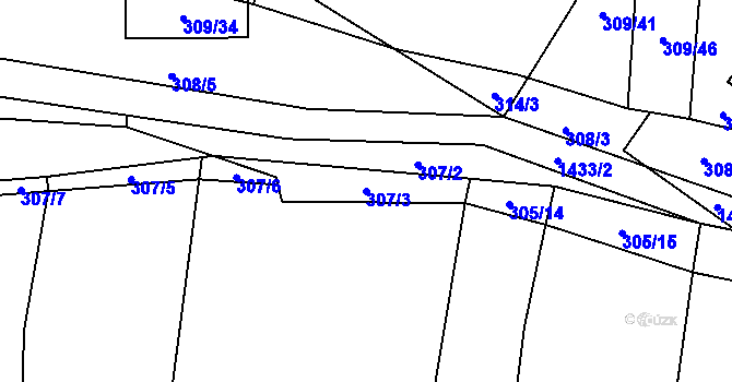 Parcela st. 307/3 v KÚ Milavče, Katastrální mapa