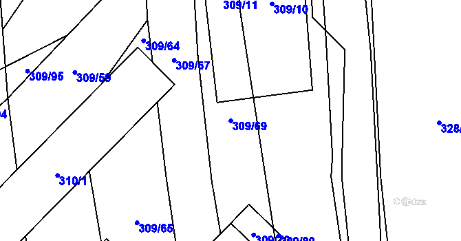 Parcela st. 309/69 v KÚ Milavče, Katastrální mapa