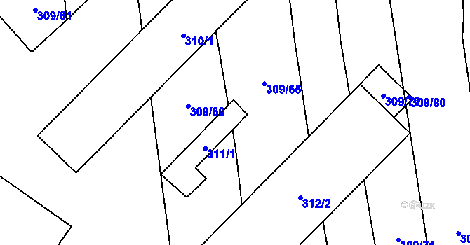 Parcela st. 311/2 v KÚ Milavče, Katastrální mapa