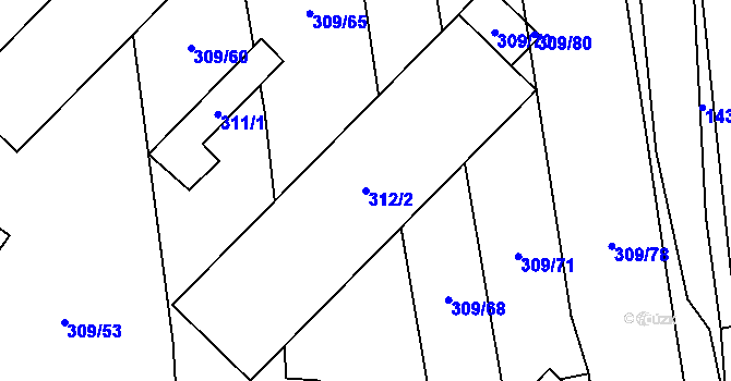 Parcela st. 312/2 v KÚ Milavče, Katastrální mapa