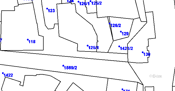 Parcela st. 125/1 v KÚ Milavče, Katastrální mapa