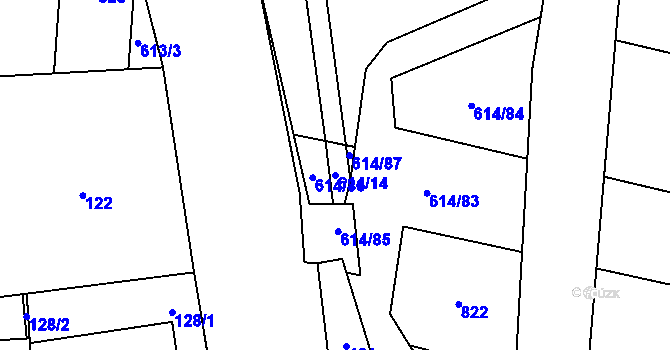 Parcela st. 614/14 v KÚ Milavče, Katastrální mapa