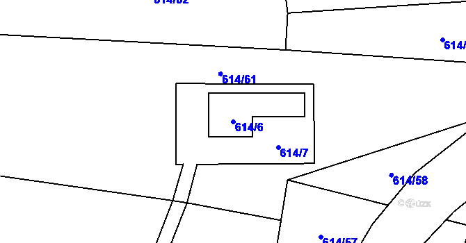 Parcela st. 614/6 v KÚ Milavče, Katastrální mapa