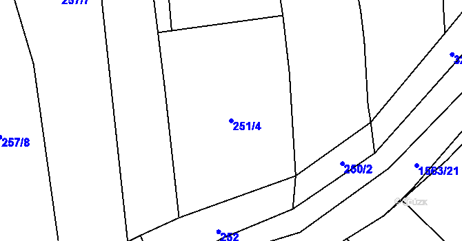 Parcela st. 251/4 v KÚ Milavče, Katastrální mapa