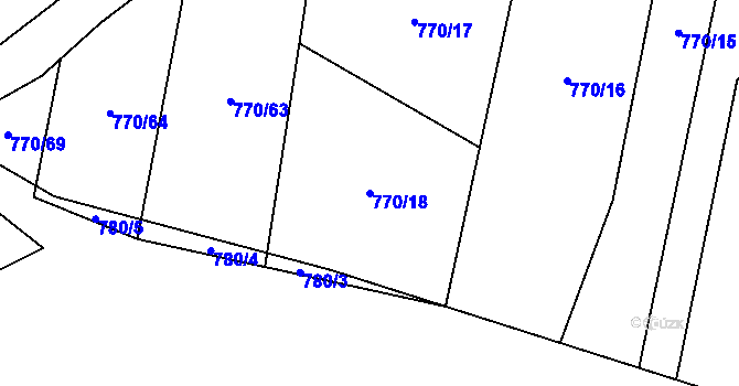 Parcela st. 770/18 v KÚ Milavče, Katastrální mapa