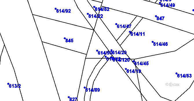 Parcela st. 614/90 v KÚ Milavče, Katastrální mapa