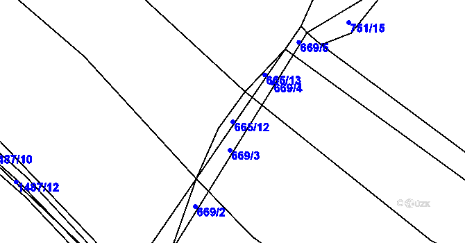 Parcela st. 665/12 v KÚ Milavče, Katastrální mapa