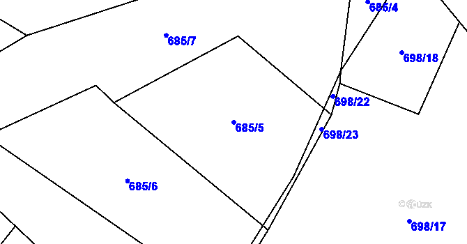 Parcela st. 685/5 v KÚ Milavče, Katastrální mapa