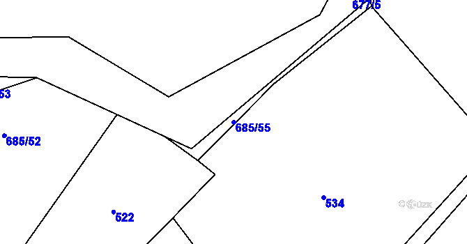Parcela st. 685/55 v KÚ Milavče, Katastrální mapa
