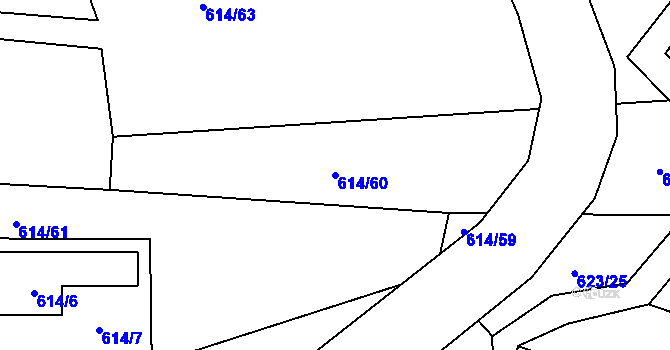 Parcela st. 614/60 v KÚ Milavče, Katastrální mapa