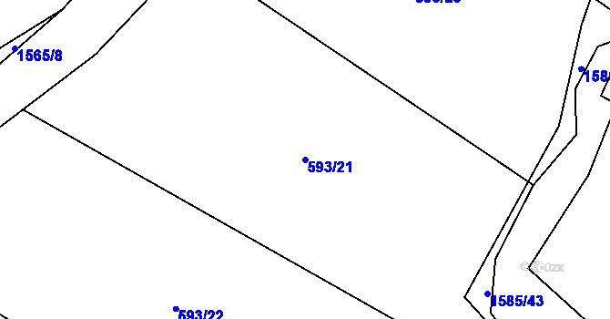 Parcela st. 593/21 v KÚ Milavče, Katastrální mapa