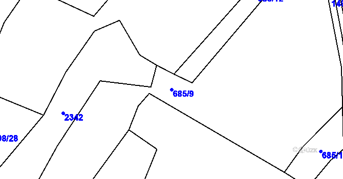 Parcela st. 685/9 v KÚ Milavče, Katastrální mapa