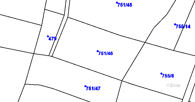 Parcela st. 751/46 v KÚ Milavče, Katastrální mapa