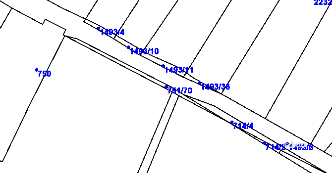 Parcela st. 751/70 v KÚ Milavče, Katastrální mapa