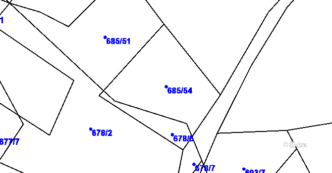 Parcela st. 685/54 v KÚ Milavče, Katastrální mapa