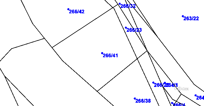 Parcela st. 266/41 v KÚ Milavče, Katastrální mapa