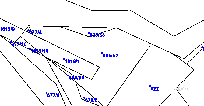 Parcela st. 685/52 v KÚ Milavče, Katastrální mapa