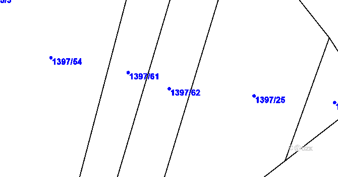 Parcela st. 1397/62 v KÚ Milavče, Katastrální mapa