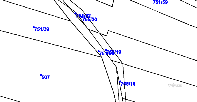 Parcela st. 751/60 v KÚ Milavče, Katastrální mapa