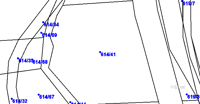 Parcela st. 614/41 v KÚ Milavče, Katastrální mapa