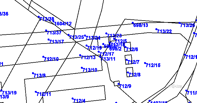 Parcela st. 712/17 v KÚ Milavče, Katastrální mapa