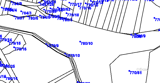 Parcela st. 780/10 v KÚ Milavče, Katastrální mapa