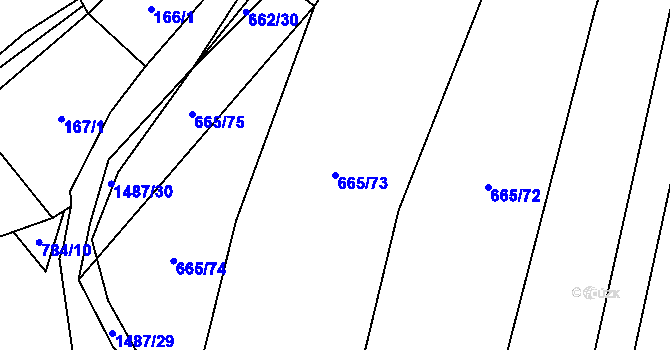Parcela st. 665/73 v KÚ Milavče, Katastrální mapa