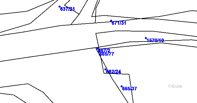 Parcela st. 665/77 v KÚ Milavče, Katastrální mapa
