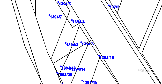Parcela st. 1394/6 v KÚ Milavče, Katastrální mapa