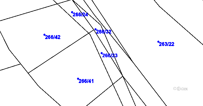 Parcela st. 266/23 v KÚ Milavče, Katastrální mapa