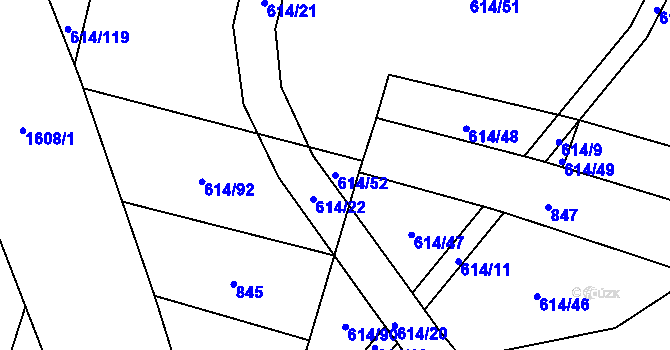 Parcela st. 614/52 v KÚ Milavče, Katastrální mapa