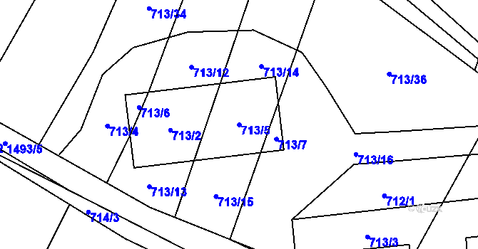 Parcela st. 713/5 v KÚ Milavče, Katastrální mapa