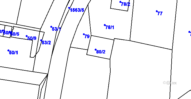 Parcela st. 80/2 v KÚ Milavče, Katastrální mapa