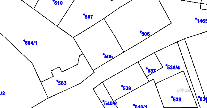 Parcela st. 505 v KÚ Nahošice, Katastrální mapa