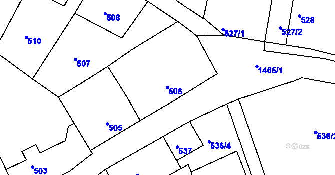 Parcela st. 506 v KÚ Nahošice, Katastrální mapa