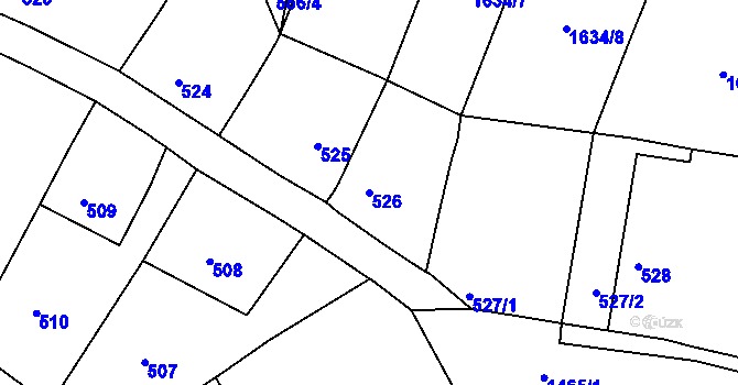 Parcela st. 526 v KÚ Nahošice, Katastrální mapa