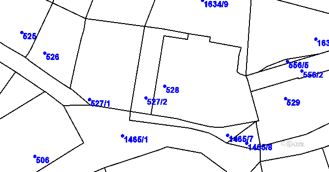 Parcela st. 528 v KÚ Nahošice, Katastrální mapa