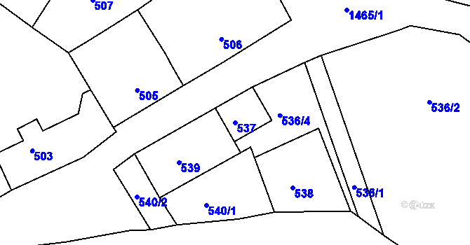 Parcela st. 537 v KÚ Nahošice, Katastrální mapa