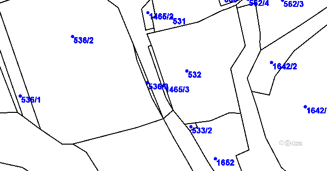 Parcela st. 1465/3 v KÚ Nahošice, Katastrální mapa