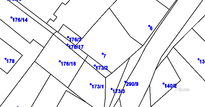 Parcela st. 7 v KÚ Milčice u Peček, Katastrální mapa