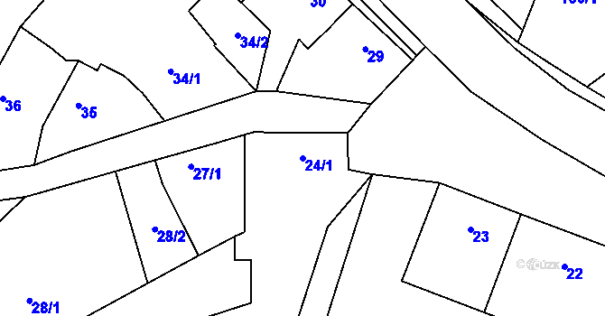 Parcela st. 24/1 v KÚ Milčice u Peček, Katastrální mapa