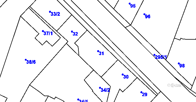 Parcela st. 31 v KÚ Milčice u Peček, Katastrální mapa