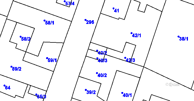 Parcela st. 42/2 v KÚ Milčice u Peček, Katastrální mapa