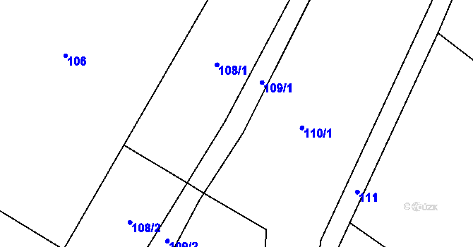 Parcela st. 109 v KÚ Milčice u Peček, Katastrální mapa