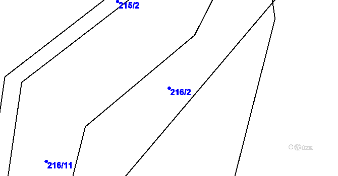 Parcela st. 216/2 v KÚ Milčice u Peček, Katastrální mapa