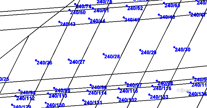 Parcela st. 240/28 v KÚ Milčice u Peček, Katastrální mapa