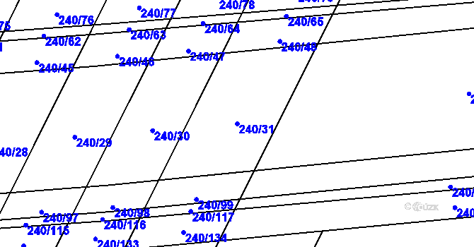 Parcela st. 240/31 v KÚ Milčice u Peček, Katastrální mapa