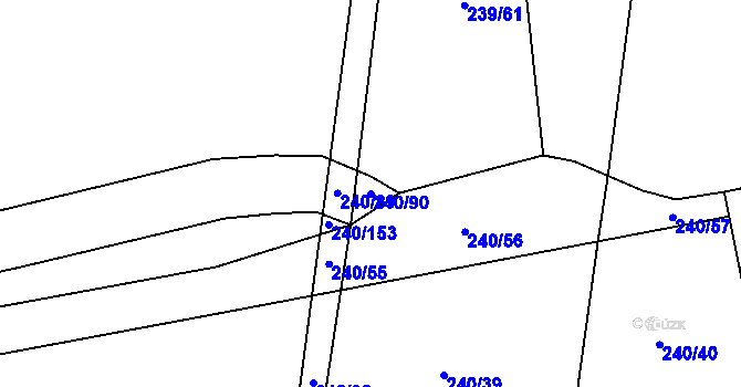 Parcela st. 240/90 v KÚ Milčice u Peček, Katastrální mapa