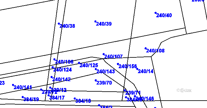 Parcela st. 240/107 v KÚ Milčice u Peček, Katastrální mapa