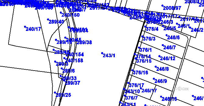 Parcela st. 243/1 v KÚ Milčice u Peček, Katastrální mapa